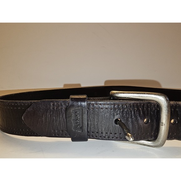 Levi's Leather Belt Black Sizec30/32 - Picture 6 of 7